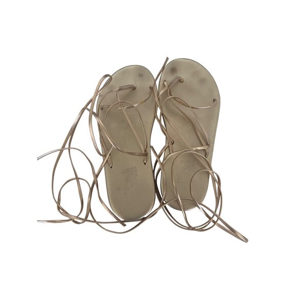 Ancient Greek Sandals Gold Strappy Lace-Up Sandals - Picture 5 of 8